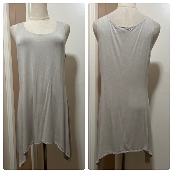 LOGO Layers by Lori Goldstein Gray Crew Neck Tank Top Asymmetric Size M. - Picture 1 of 8